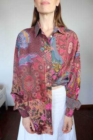 Camicia stampa in seta vintage