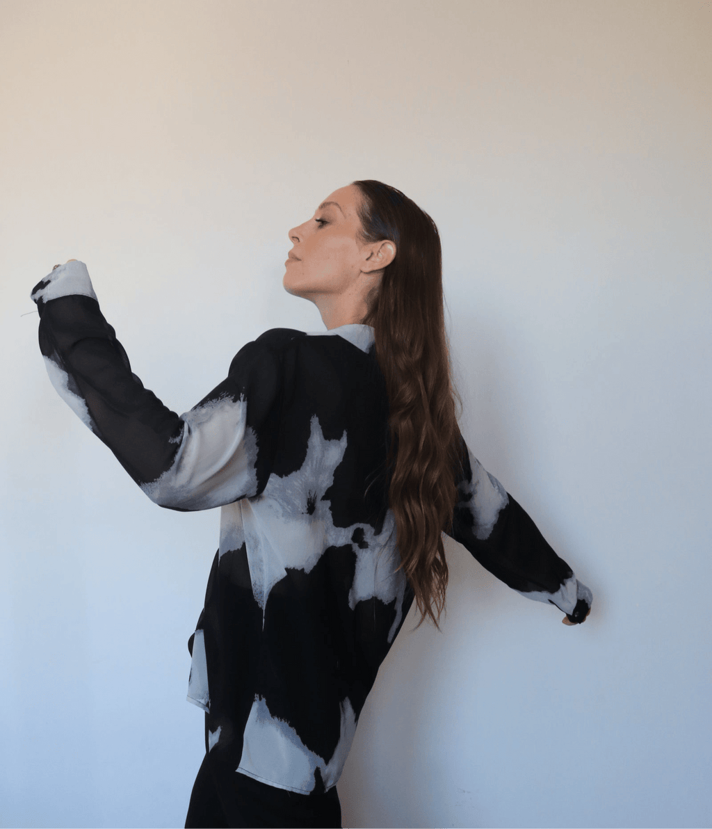 Camicia velata stampa astratta