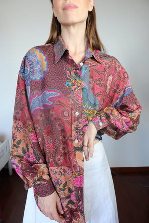 Camicia stampa in seta vintage