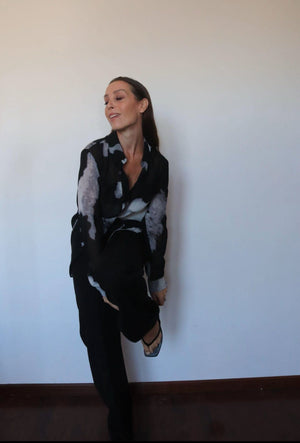 Camicia velata stampa astratta