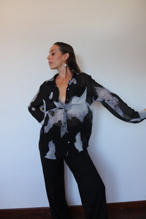 Camicia velata stampa astratta
