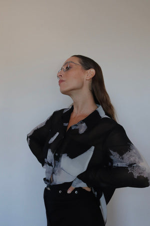 Camicia velata stampa astratta