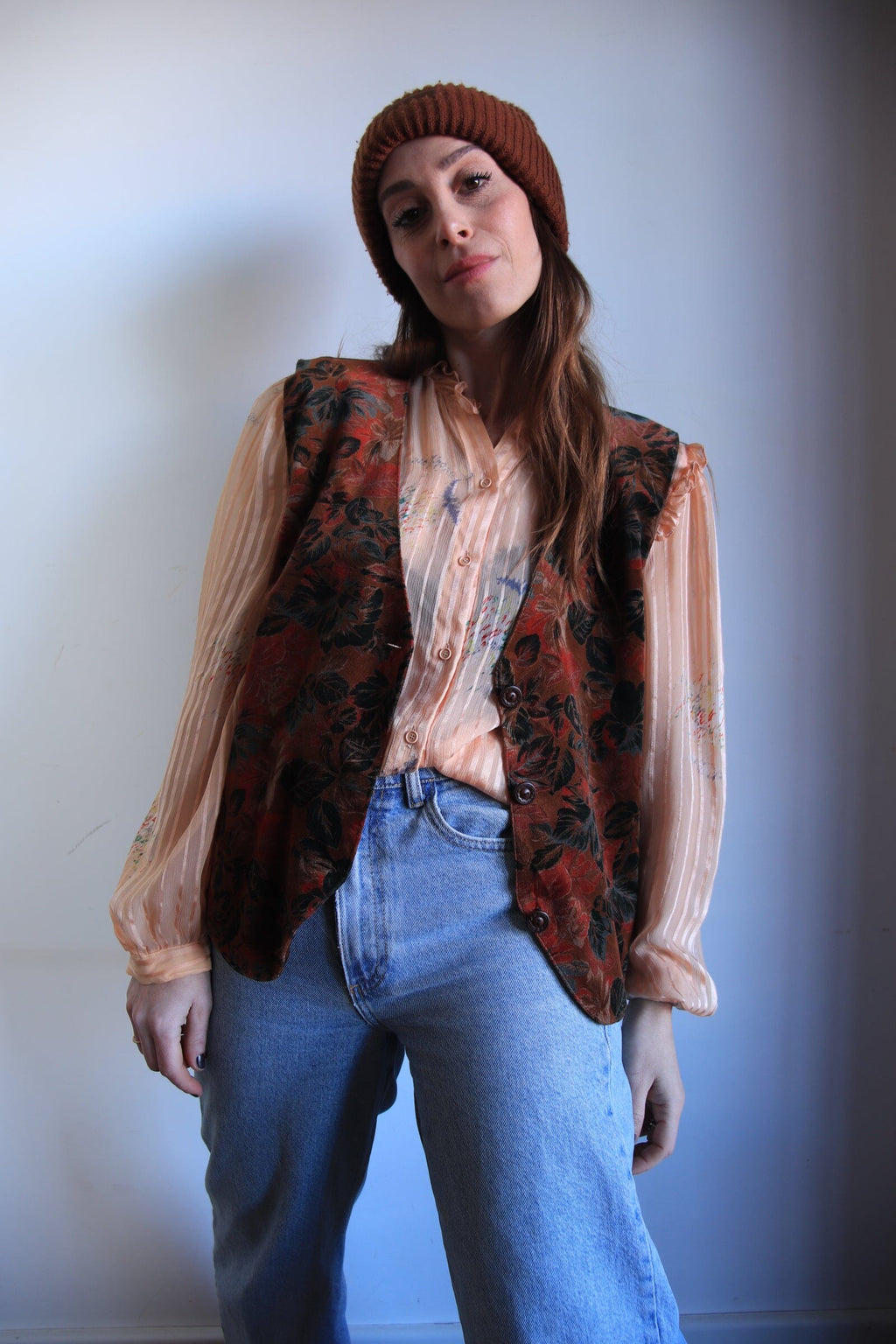 Gilet vintage a fiori anni 70