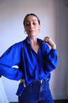 Camicia vintage blu anni 80 Nina